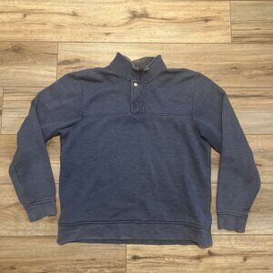 Men's Orvis 1/4 Zip Pullover Sweatshirt SZ LARGE Blue Casual Mock Neck